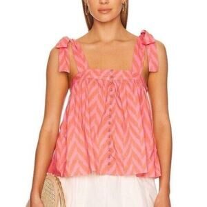 Ulla Johnson Iris Tie Shoulder Tank Top Blouse in Bougainvillea Size 0 NWT